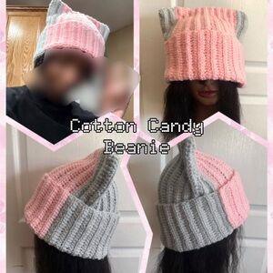 Stylish Pink and Gray Knit Beanie